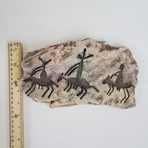 John Running Native American Wall Art Signed Cast Paper Petroglyph Rider Horse - Picture 8 of 8